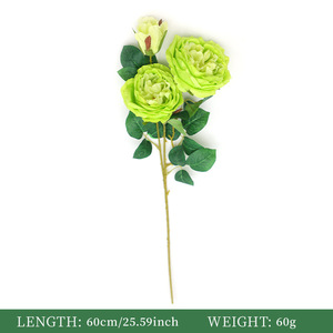 ช่อดอกกุหลาบผ้าไหมสีเขียว ดอกไม้ประดิษฐ์สำหรับตกแต่งงานแต่งงาน ของตกแต่งโต๊ะกลางบ้าน ของตกแต่งบ้าน คุณภาพสูง สมจริง - Product Image 5