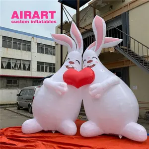 Outdoor Decoration Add LED Light Inflatable Bunny And Rabbit