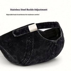 Casquette de baseball vintage américaine automne-hiver 2025 pour hommes et femmes, casquette en velours côtelé à visière courte tendance - Product Image 4