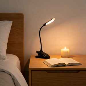 Lámpara LED de noche para lectura, lámpara de mesa con protección para los ojos, lámpara de escritorio ajustable con clip, flexible, para estudio, dormitorio, lectura con batería - Product Image 1