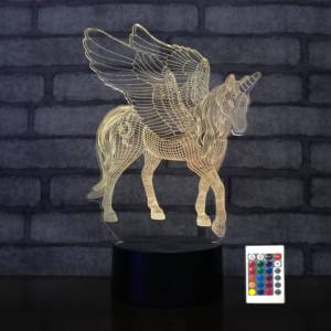 Unicorn với Wing Shape <span class=keywords><strong>3D</strong></span> LED ánh sáng ban đêm trẻ em Quà tặng đèn điều khiển từ xa LED ba chiều đèn ABS 3AA pin trường hợp quà tặng đèn - Product Image 3