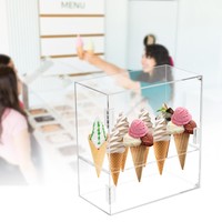 Support de présentation en acrylique transparent à 8 trous avec poignée pour cornets de glace, gaufres et rouleaux de sushi