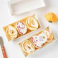 Boîte d'exposition en papier avec couvercle transparent, coffret de présentation de boules de gâteau au chocolat, emballage personnalisé, pour pain, Sandwich et pain