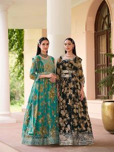 ชุดเดรสงานแต่งงานคอลเลคชั่นใหม่ ผ้าจอร์เจตแท้ ทรงอนาร์กาลี พร้อมงานปักเลื่อม ชุดเลเฮนกาโชลีสุดหรู - Product Image 4