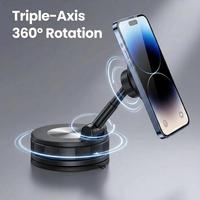 Support de téléphone de voiture rotatif à 360 degrés à triple axe, support magnétique creux, pliable compact pour tableau de bord et bureau