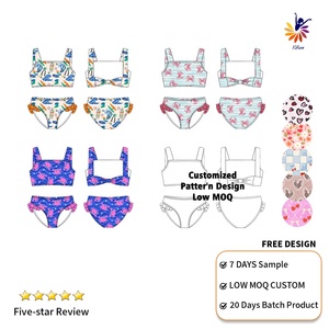 Maillot de bain imperméable de haute qualité pour enfants, imprimé floral, pour bébés filles, en spandex/polyester, vêtements de plage, livraison rapide - Product Image 1