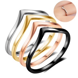 Geometric Arc <b>Ring</b> 5Mm Stainless Steel Four Color Unisex Fashion Jewelry Gift - Product Image 1
