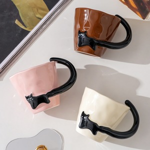 Caneca de Cerâmica Simples e Fofa com Design de Gato, Capacidade de 301-400ml, Segura, Linda Caneca para Café da Manhã, Lembrança de Alto Padrão - Product Image 2