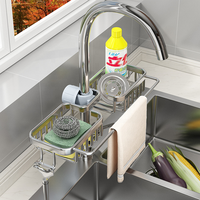 Égouttoir en aluminium pour évier de cuisine, organisateur sous évier, support de rangement pour éponge et chiffon de cuisine, support de robinet