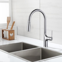 Keran Dapur Modern Satu Gagang Tarik Turun dengan Inti Katup Keramik Pemasangan Satu Lubang untuk Penggunaan Hotel