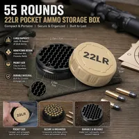 Boîte de rangement pour munitions 22LR, capacité de 55 cartouches, étui compact empilable en ABS pour le stand de tir, l'extérieur et le transport