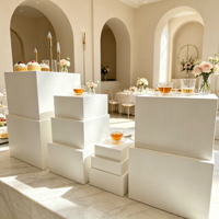Présentoir Cube en Acrylique Blanc Personnalisé pour Buffet, Présentoir de Table pour Traiteur, Bijoux, Figurines, Aliments