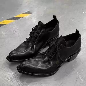 Zapatos Oxford de Vestir para Hombre, de Cuero Genuino Negro, con Punta Puntiaguda y Cordones, para Todas las Temporadas, con Suela de Goma, Duraderos y Elegantes - Product Image 1