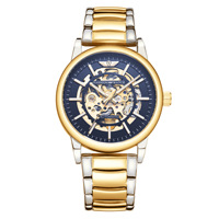 Montre automatique squelette de luxe pour homme, boîtier rond, bracelet en acier inoxydable, cadran ajouré, étanche, montre-bracelet de ville pour affaires