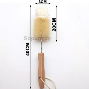 Brosse de nettoyage de bouteilles en bois à long manche avec logo personnalisé, poils en sisal, écologique et biodégradable, design moderne et flexible - Product Image 2
