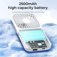 2025 nouveau 2500mAh USB Rechargeable Mobile refroidisseur Ventilateur portable cou ventilateur Portable pliable Mini ventilateur de poche avec miroir