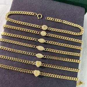 Wholesale Hot Selling Luxury Real 18K Yellow Gold Diamond Emerald Bracelet Tennis Bracelet