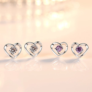 Factory Outlet mode <span class=keywords><strong>diamant</strong></span> boucle d'oreille coeur stud boucles d'oreilles <span class=keywords><strong>diamant</strong></span> boucles d'oreilles pour les femmes - Product Image 4