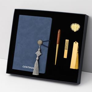 PU Leather Notebook Set with Wooden Pen Stand and Metal <b>Bookmark</b> Ideal for Bank and Insurance Gifts - Product Image 3