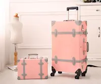 Monmowalker — valise en cuir PU Vintage pour femmes, cristal rose, valise à roulettes, chariot de voyage, magnifique bagage roulant