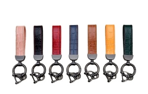 Custom Logo Leather Keychain Pendant Leather Personalized Model Text Keyring Sturdy <b>Metal</b> Hook Key Strap for Business Gift Daily - Product Image 4