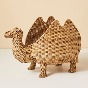 Hand Woven Camel Shape Rattan <b>Basket</b> Eco Friendly Storage Organizer For Toys And Miscellaneous Items - Product Image 1