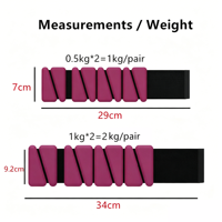 En gros, poids de cheville en silicone bicolores réglables avec logo personnalisé pour fitness et exercice, et bandes de poignet triangulaires à Velcro, poids de main de 1 kg