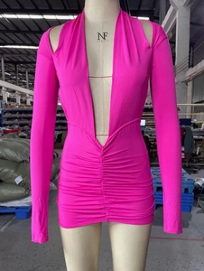 Y2K manica lunga con scollo all'americana da donna Sexy Cardigan aderente arricciato <span class=keywords><strong>nero</strong></span> senza schienale Mini abito - Product Image 4