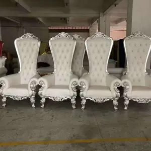 High Quality Bride and Groom throne Chairs White And Silver