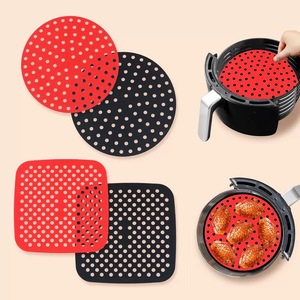 Air Fryer Mat Round Or Square Nonstick Baking Mat For Air Fryer Oven Safe Black Red - Product Image 3