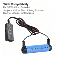 Chargeur de batterie Li-ion magnétique Type C 3,7 V 2000 mA à charge rapide avec double port USB pour cellules 26800 et protection contre l'inversion de polarité