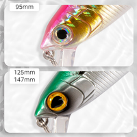 Leurre de pêche dur Minnow 95mm 8g 147mm 27g, leurres coulants, style nageur, 5 couleurs, leurres artificiels bioniques pour rivières