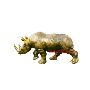 장식적인 청동 실물 크기 섬유유리 코뿔소 동상