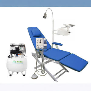 Fauteuil dentaire hydraulique bleu Foshan avec crachoir intégré, chaise pliante portable, chariot mobile léger - Product Image 1