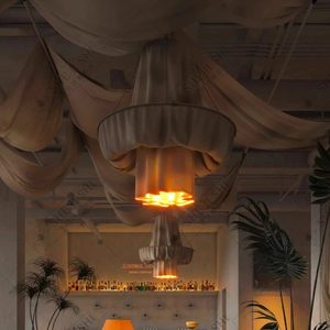 Lustre de style chinois rond E27 à six têtes, lampe à économie d'énergie pour salle à manger, décoration de la maison - Product Image 1