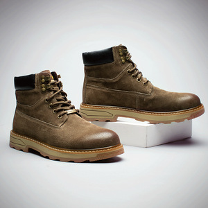 Botas de Media Pantorrilla para Hombre, Estilo Martin, Punta Redonda, Tacón Plano, Forro de Piel de Cerdo, Suela de Goma, Botas de Trabajo Aislantes - Product Image 1