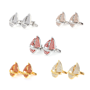 男性用ハイエンドマルチカラージルコンカフスボタン真鍮結婚式婚約パーティーアニバーサリー & ギフトアイテム-セーリングをテーマに - Product Image 1