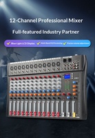 Mezclador de DJ Digital de 12 Canales CT-12 con Bluetooth, Grabación de Karaoke, Almacenamiento de Presets USB, Monitor de 3.5mm para Sonido en Vivo y Grabación