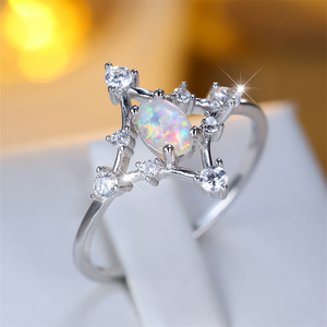 Opale de feu blanche petite bague en pierre ovale véritable 925 bagues en argent Sterling pour les femmes alliance mariée fiançailles bijoux fins cadeaux - Product Image 2