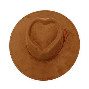 Sombreros Fedora de Ante con Forma de Corazón y Corona, de Ala Ancha y Plana, para Niñas, Estilo Fiesta, Nueva Moda 2026 - Product Image 4