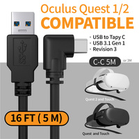 Cable USB 3.0 a USB-C de ángulo recto con carga rápida de 5 Gbps, transferencia de datos y suministro de energía PD de 18 W para juegos de PC y realidad virtual