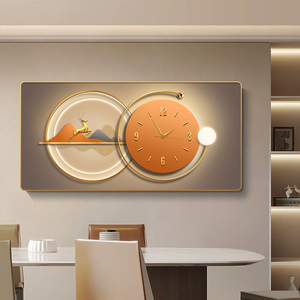 Reloj <span class=keywords><strong>de</strong></span> Pared Decorativo <span class=keywords><strong>de</strong></span> Porcelana con Cristal, <span class=keywords><strong>Diseño</strong></span> <span class=keywords><strong>de</strong></span> Ciervo Dorado, Arte Moderno 3D para Decoración del Hogar, Comedor <span class=keywords><strong>de</strong></span> Lujo - Product Image 2