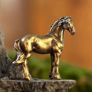 Statuettes de chevaux en laiton métallique, 4 styles, sculpture artistique électroplaquée pour la maison, la décoration religieuse et moderne - Product Image 4