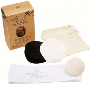 Soft Touch Reusable Bamboo Cosmetic Pads - 3.5in Washable Fabric <b>Makeup</b> <b>Remover</b> Rounds - Facial Cleaning and Exfoliating Pads* - Product Image 1