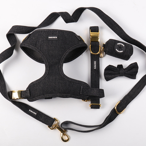Neues Designer-Denim Weiches Hundegeschirr und Leinenset Robustes Verstellbares Maßgefertigtes Jeans-Öko-Freundliches Hundegeschirr-Set - Product Image 4