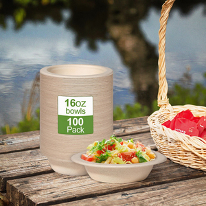 Sugarcane Bagasse Bowls 500ml With Lid Compostable Salad Soup <b>Containers</b> for <b>Takeaway</b> Wholesale - Product Image 3