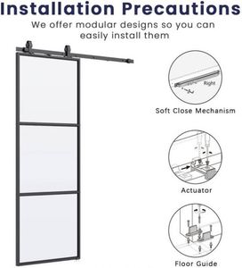 Puerta Corredera de Acero al Carbono Negro Mate, la Más Vendida en Estados Unidos, con Aislamiento Acústico Interior para Dormitorio, Sala de Estar y Baño - Product Image 3