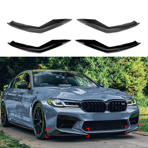 Amp-Z Front Bumper Lip Splitter For BMW 5 Series F90 M5 LCI 2021-2024 Piano Black Carbon Fiber Texture Matte Finish - Product Image 1