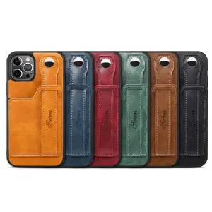 For Iphone 14 pro Pu Leather Case Card Holder Hand Strap For Iphone11 XR 11 PROMAX With Back Card Slot Leather Smart Phone Cases