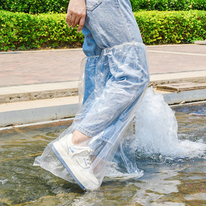 Couvre-bottes de pluie jetables, imperméables, antidérapants, en plastique transparent, épaissis, résistants à l'usure, protection des pieds unisexe pour l'extérieur - Product Image 1